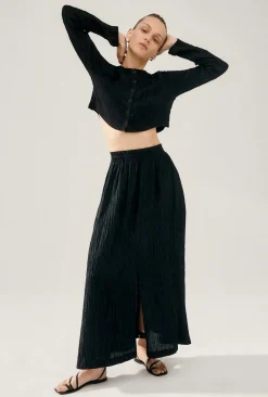 CRINKLE SKIRT BLACK