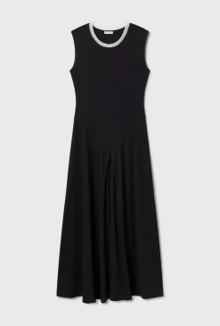 CROCHET TRIM DRESS BLACK