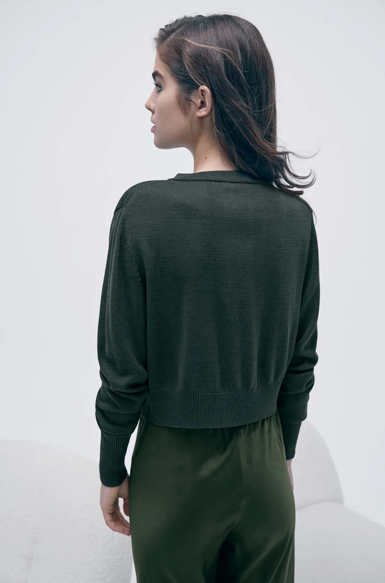 CROPPED CARDIGAN CEDAR