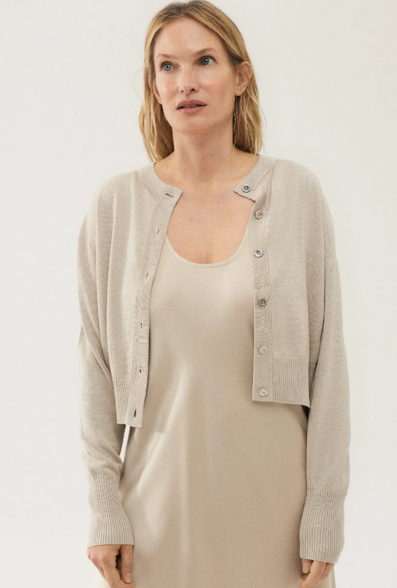 CROPPED CARDIGAN HAZELNUT
