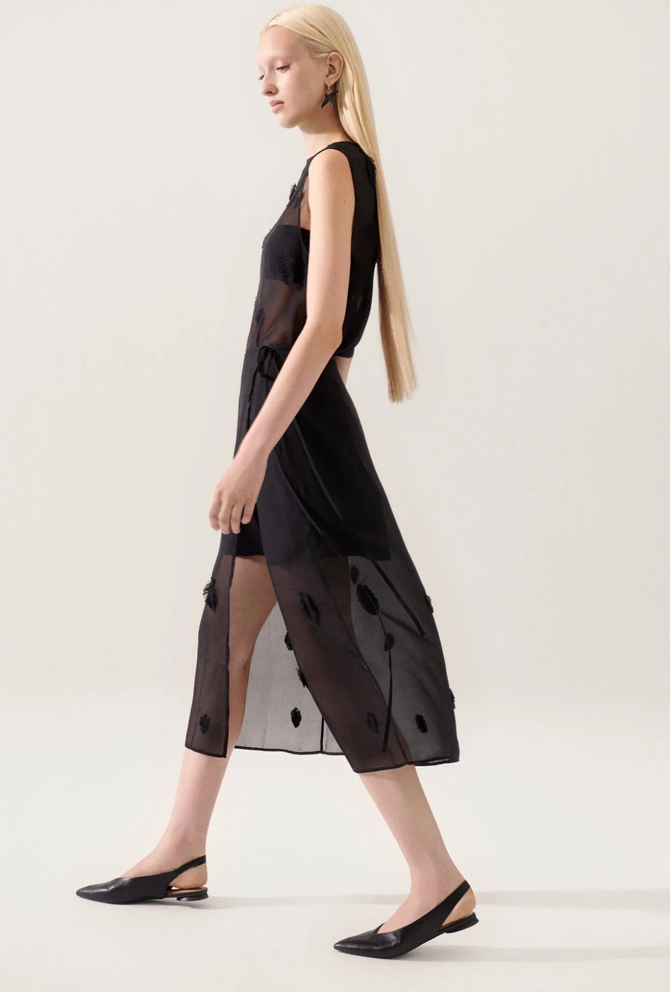 FEATHER WRAP SKIRT BLACK
