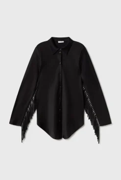 FRINGE BIAS CUT SHIRT BLACK