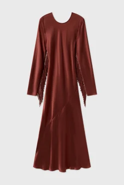 FRINGE FULL SLEEVE BIAS DRESS CANYON