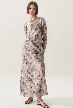 FULL SLEEVE BIAS DRESS ASTER FLORAL