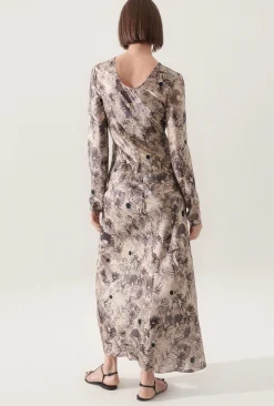 FULL SLEEVE BIAS DRESS ASTER FLORAL