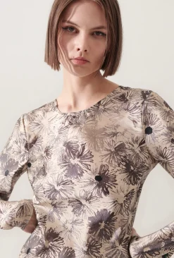FULL SLEEVE BIAS DRESS ASTER FLORAL
