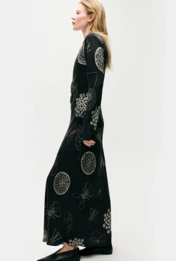 FULL SLEEVE BIAS DRESS FIBONACCI BLACK