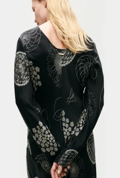 FULL SLEEVE BIAS DRESS FIBONACCI BLACK