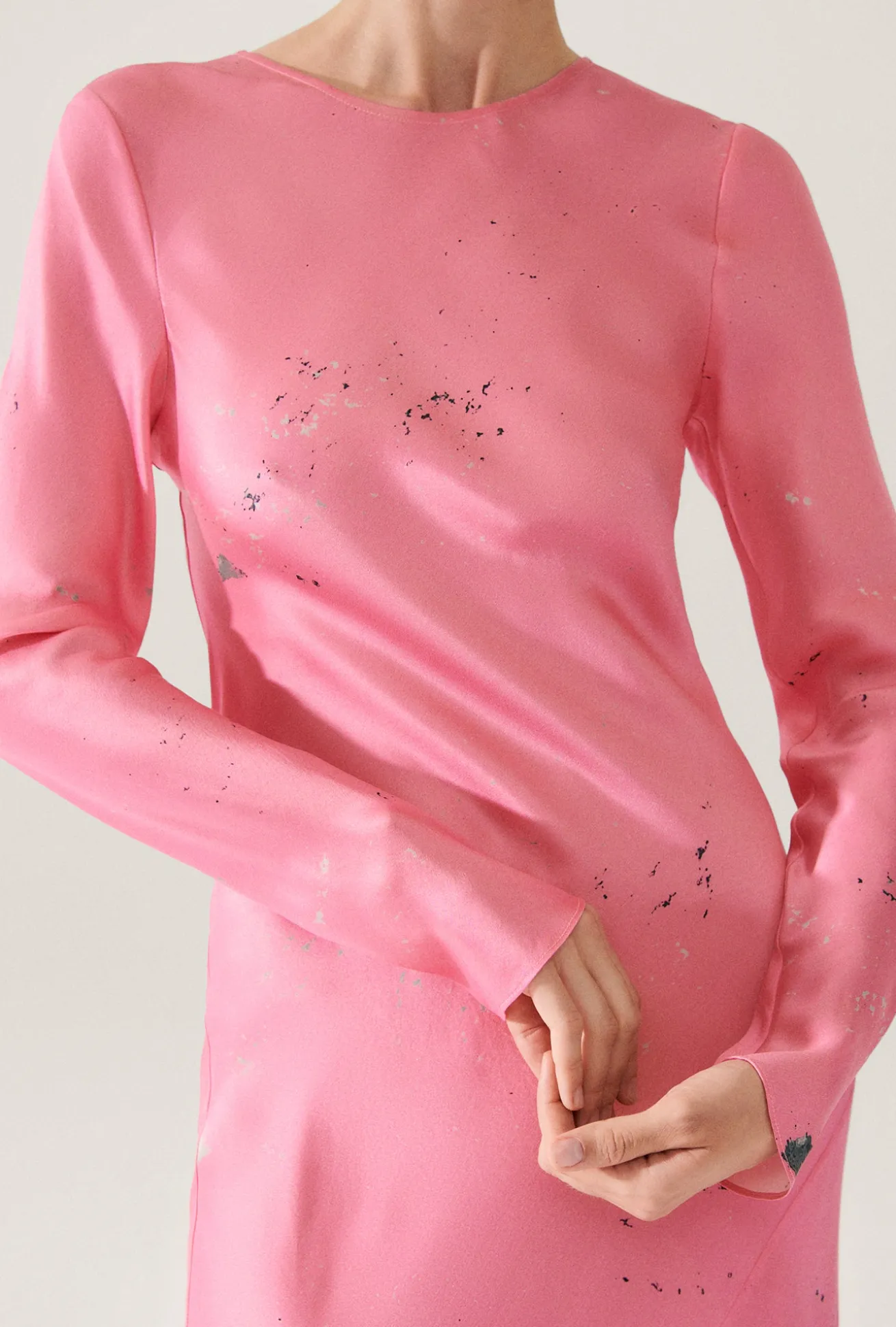 FULL SLEEVE BIAS DRESS HOG WASH