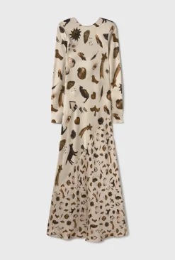 FULL SLEEVE BIAS DRESS MIRACLES HAZELNUT