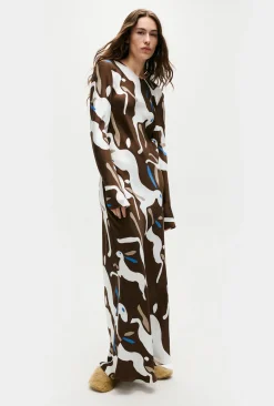 FULL SLEEVE BIAS DRESS RABBIT DARK EARTH