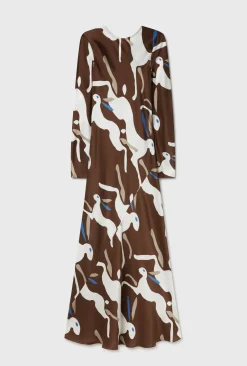 FULL SLEEVE BIAS DRESS RABBIT DARK EARTH