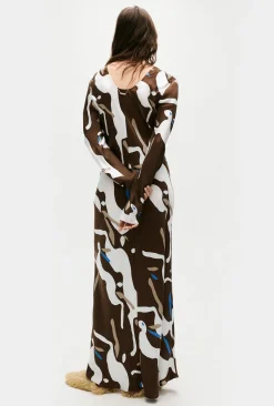 FULL SLEEVE BIAS DRESS RABBIT DARK EARTH