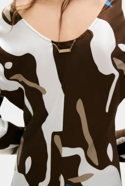 FULL SLEEVE BIAS DRESS RABBIT DARK EARTH
