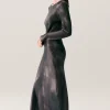 FULL SLEEVE BIAS DRESS SMOKE