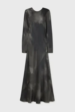 FULL SLEEVE BIAS DRESS SMOKE