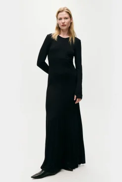 JERSEY MODAL CUTAWAY DRESS BLACK
