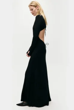 JERSEY MODAL CUTAWAY DRESS BLACK