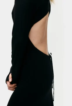 JERSEY MODAL CUTAWAY DRESS BLACK