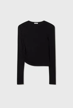 JERSEY MODAL DRAPE TOP BLACK