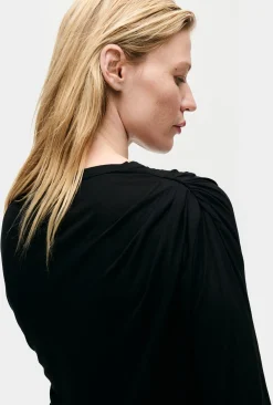 JERSEY MODAL DRAPE TOP BLACK