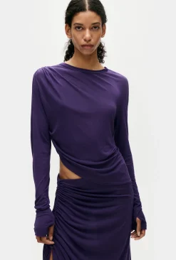 JERSEY MODAL DRAPE TOP NIGHTSHADE