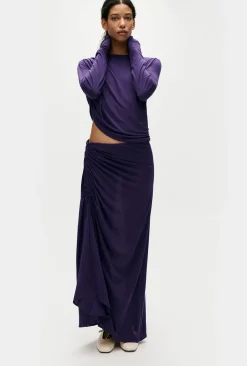 JERSEY MODAL RUCHED SKIRT NIGHTSHADE