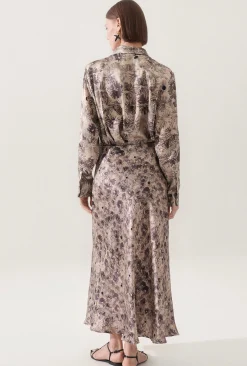 LONG BIAS CUT SKIRT ASTER FLORAL