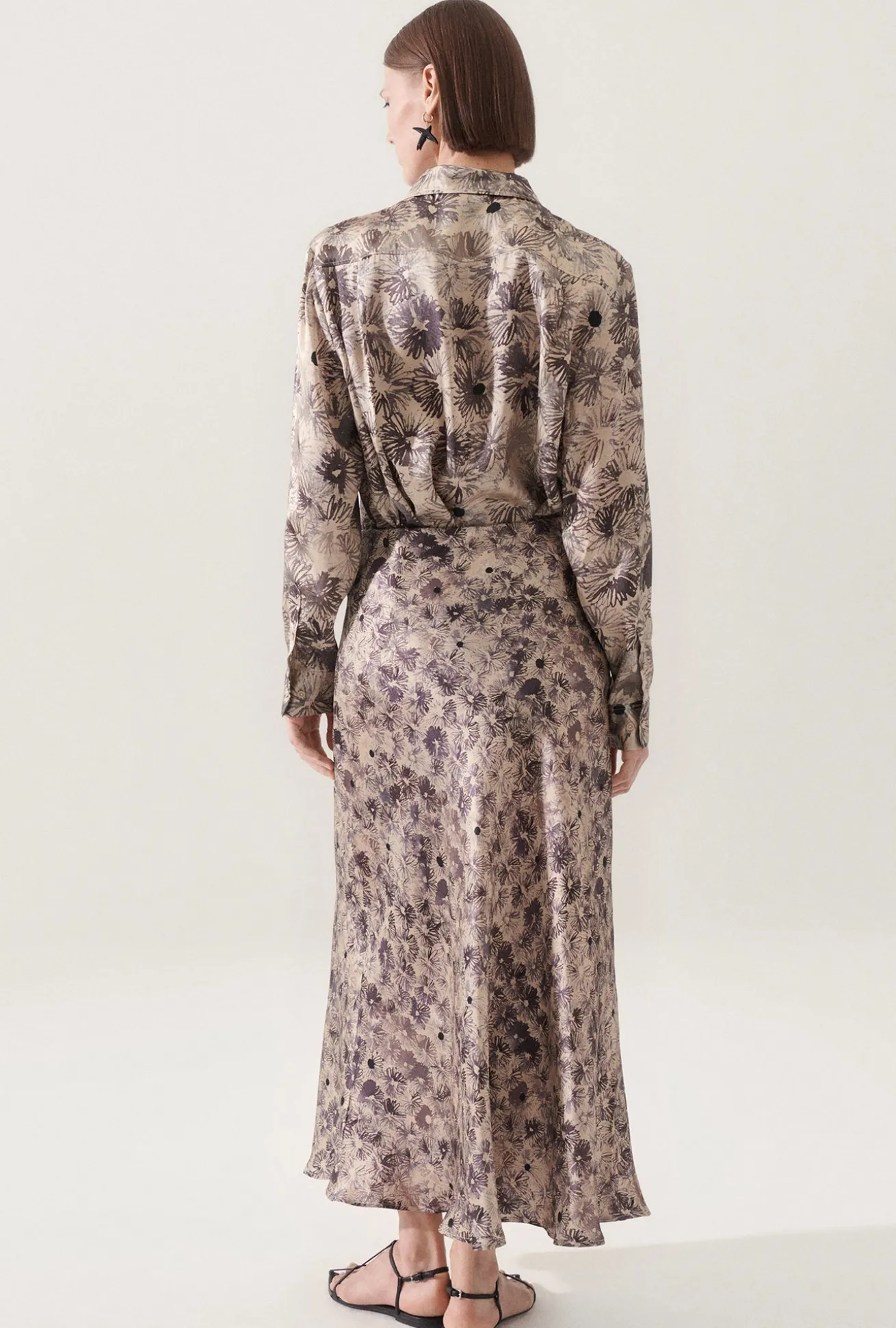 LONG BIAS CUT SKIRT ASTER FLORAL