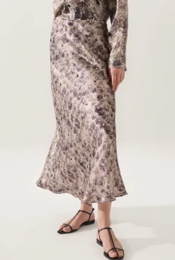 LONG BIAS CUT SKIRT ASTER FLORAL