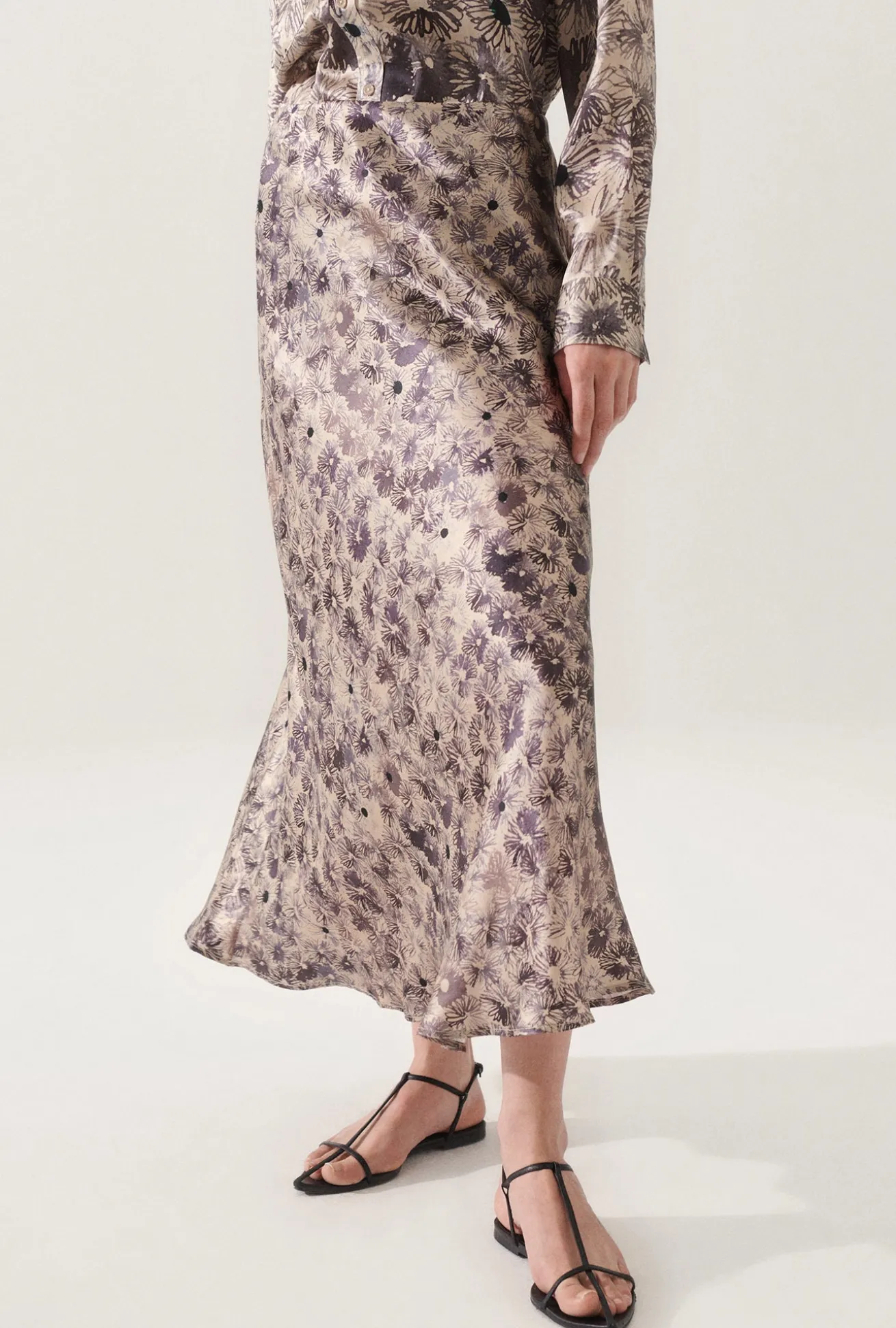 LONG BIAS CUT SKIRT ASTER FLORAL