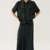 LONG BIAS CUT SKIRT BLACK