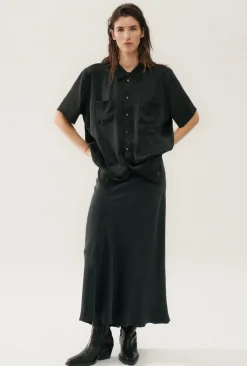 LONG BIAS CUT SKIRT BLACK