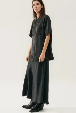 LONG BIAS CUT SKIRT BLACK