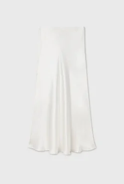 LONG BIAS CUT SKIRT BLANKET STITCH OFF-WHITE