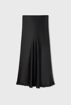 LONG BIAS CUT SKIRT BLANKET STITCH BLACK