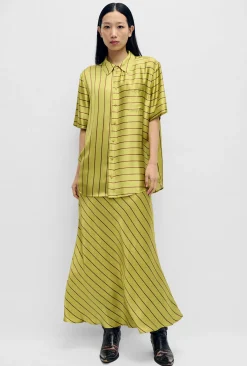 LONG BIAS CUT SKIRT CACTUS STRIPE
