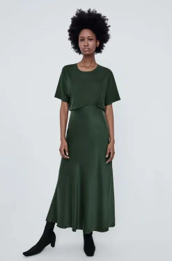 LONG BIAS CUT SKIRT CEDAR