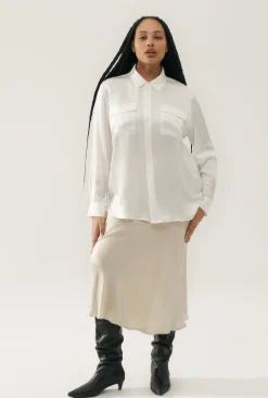 LONG BIAS CUT SKIRT HAZELNUT
