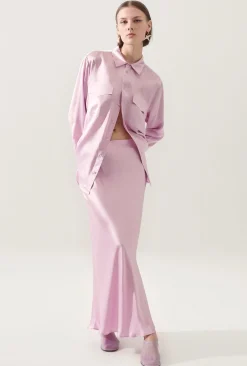 LONG BIAS CUT SKIRT LILAC