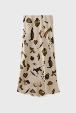 LONG BIAS CUT SKIRT MIRACLES HAZELNUT