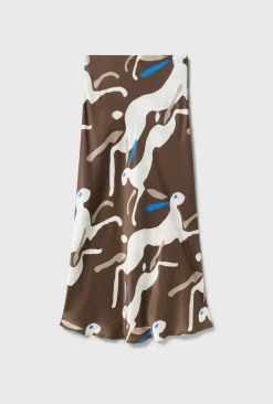 LONG BIAS CUT SKIRT RABBIT DARK EARTH