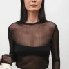 MESH LONG SLEEVE TOP BLACK