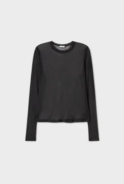 MESH LONG SLEEVE TOP BLACK