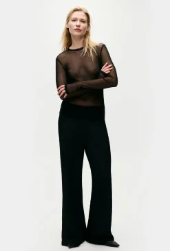 MESH LONG SLEEVE TOP BLACK