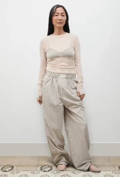 MESH LONG SLEEVE TOP HAZELNUT