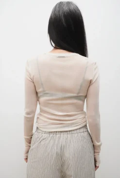 MESH LONG SLEEVE TOP HAZELNUT