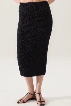 POPCORN MIDI SKIRT BLACK