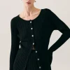 RIBBED CARDIGAN BLACK