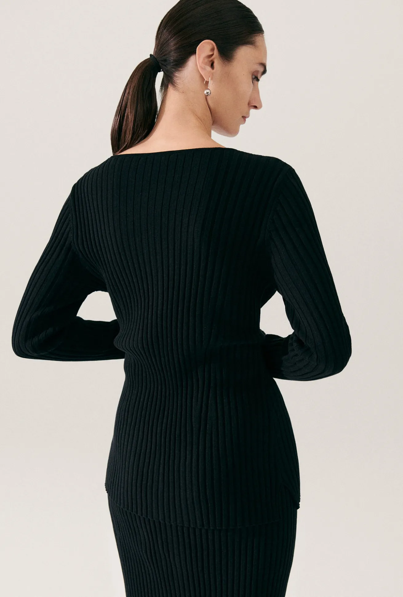 RIBBED CARDIGAN BLACK